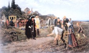 Frederick the Great of Prussia examines the potato harvest